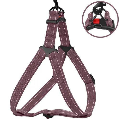 Шлея для собак Barksi Cotton Стандарт Рефлекторна М 45-56х2 см черрі - фото 4