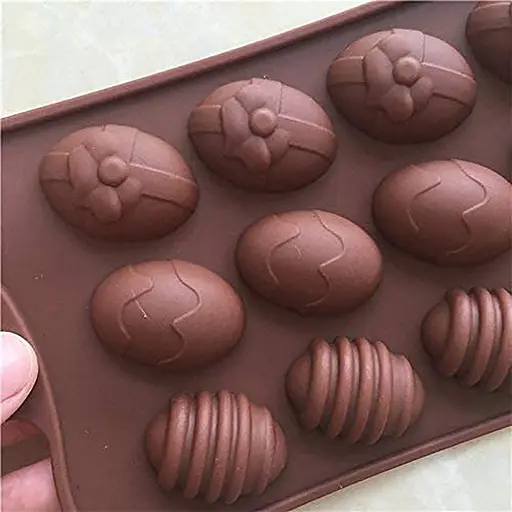 Силіконова форма на планшеті для цукерок, шоколаду, міні тортиків, желе та випічки "Пасхальні яйця", 15 комірок Зелений 88124 - фото 3