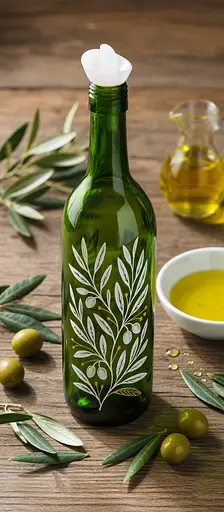 Пляшка для олії скло Herevin Emerald Green Olive Branch 0.75 л (151150-087) - фото 2