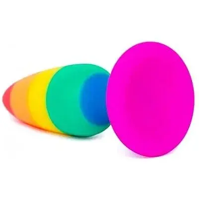 Силиконовая анальная пробка Wooomy Hiperloo silicone Rainbow Plug M - фото 2
