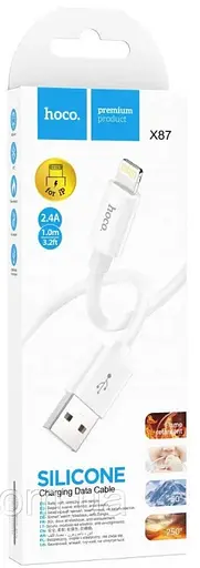 Кабель Hoco X87 Magic silicone charging data cable for Lightning Білий - фото 2