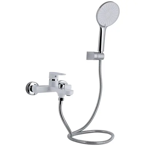 Смеситель для ванной Qtap Jay, Chrome/White (k35) с душевым гарнитуром QTJAY259CRW45553 - фото 1