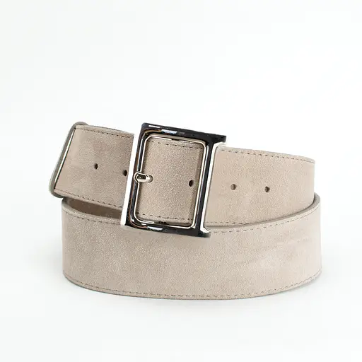 Ремень женский широкий замшевый JK-5017 бежевый с серебристой пряжкой (120 см) - фото 2