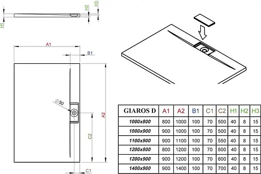 Душовий піддон Radaway Giaros D 90x80 M3GRD9080 - фото 2