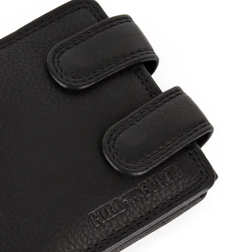 Мужское кожаное портмоне Hill Burry 6404DL черное на кнопках с цепочкой - фото 9