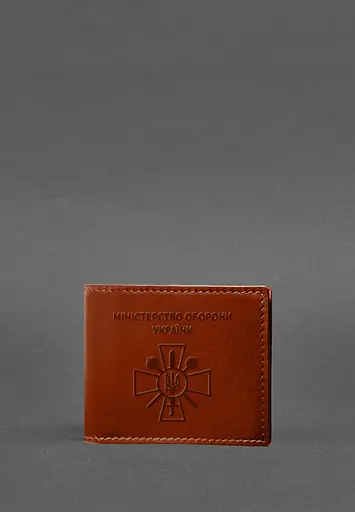 Кожаная обложка для удостоверения министерства обороны светло-коричневая - фото 2