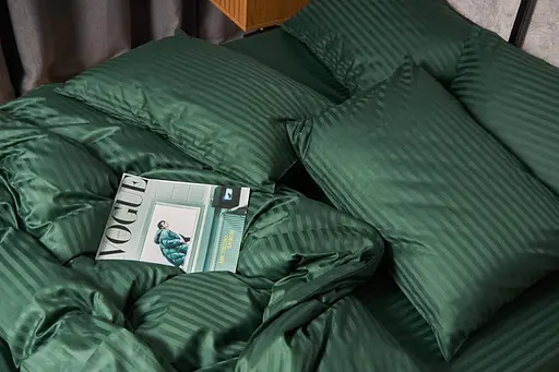 Комплект постільної білизни Moon&Star Satin Stripe Stripe Verdant King Size 220x240 наволочки 2х40х60 - фото 7