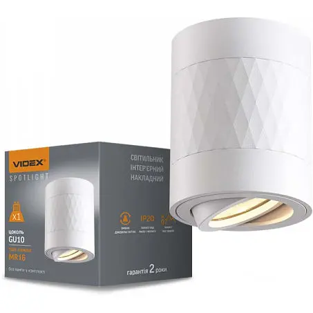 Світильник Videx під лампу GU10 SPF04A накладний білий + біла призма - фото 1