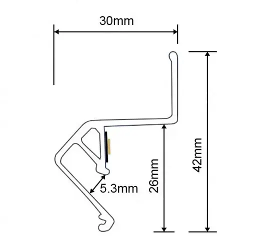 LED профіль для натяжної стелі, гарпунна система. Ефект "тіньового шва" з можливістю підсвітки 3м. KLOODI KLP NAT3042 3 BK - фото 2
