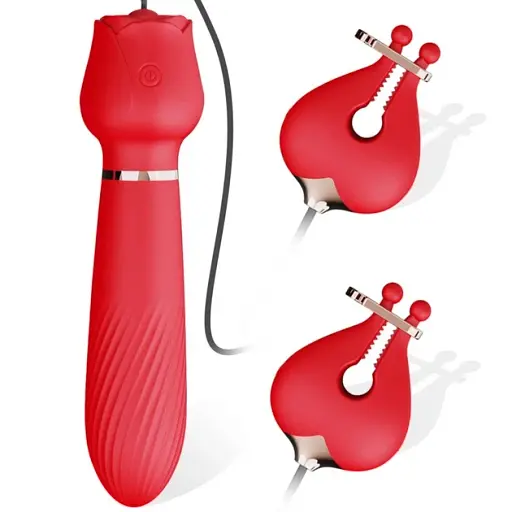 Вибратор 2 в 1 I’MCUM RoseTouch для сосков и вагинальный Красный (IM-ZDB296) - фото 3