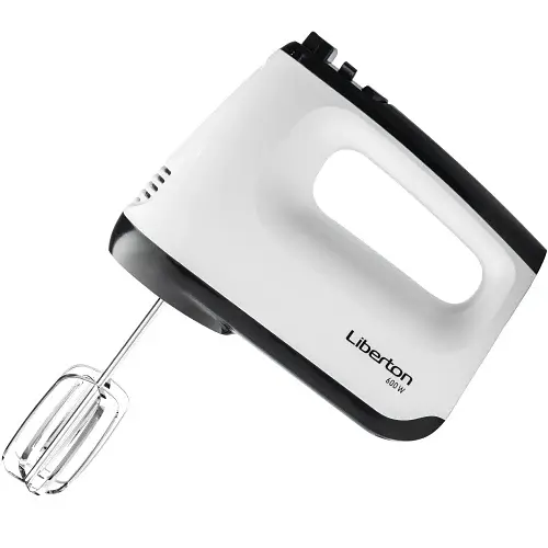 Миксер Liberton LHM-2806, White/Black, 600W, ручной, 6 скоростей, венчики, крючки для замеса теста, корпус из ABS пластика