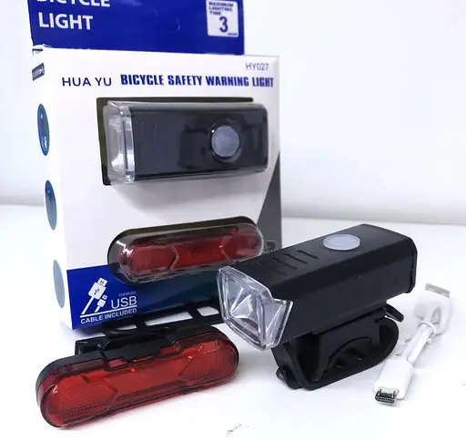 Вело набір фара передня та задня Hua Yu HY027 велосипедні ліхтарі габаритні мігалка стоп 1XPG 5SMD Micro-USB - фото 8