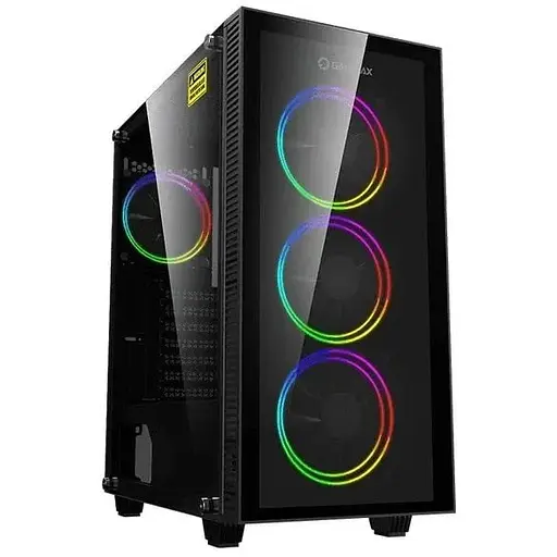 Корпус GameMax Draco XD, чорний, без БЖ, Mid Tower, для ATX / Micro ATX / Mini ITX, 1xUSB 2.0, 1xUSB 3.0, 4x120 мм ARGB Fan, бічна - фото 1
