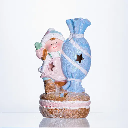 Новорічна декоративна фігурка Дитина з цукеркою Yiwu CR-6-12 з порцеляни з підсвічуванням 12 × 9 × 20.5 см  - фото 7