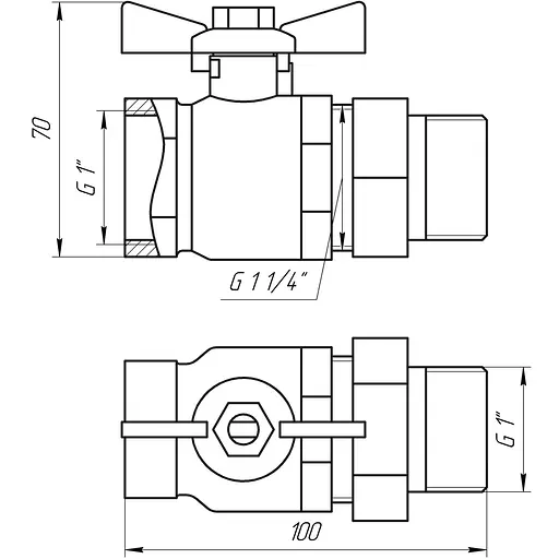 Кран кульовий прямий з американкою Arco 1″ Sena 154105 - фото 2