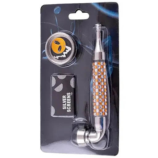 Гриндер для измельчения табака + трубка HL-YD-780 Silver Gold (10910)