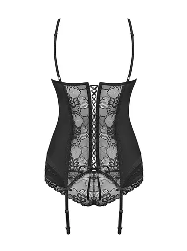 Корсет і стринги Obsessive Heartina S/M (чорний) - фото 9