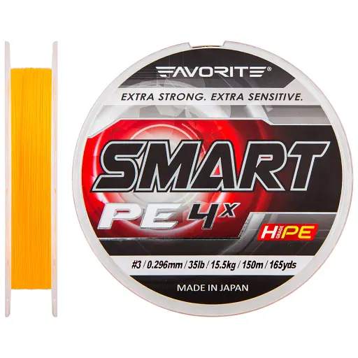 Шнур Favorite Smart PE 4x 150м (оранж.) 3.0/0.296 мм 15.5 кг