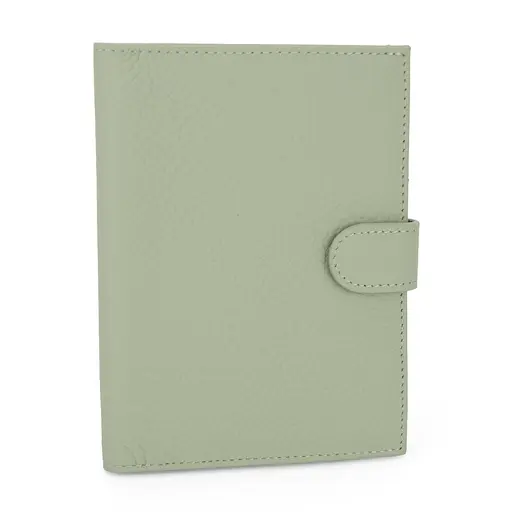 Обложка на паспорт 3459 кожаная с карманом для денег светло-зеленая - фото 1