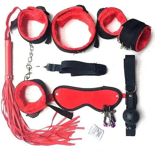 Набір для BDSM 7 аксесуарів Червоний - фото 1
