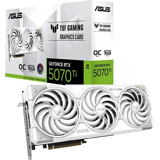 Відеокарта Asus TUF Gaming GeForce RTX 5070 Ti OC 16GB White (TUF-RTX5070TI-O16G-White-Gaming) UA [145621]
