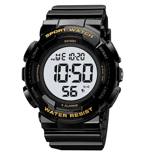 Чоловічий наручний спортивний годинник Skmei 2081 Чорний з золотом /Білий
