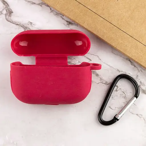 Силиконовый футляр New с карабином для наушников Airpods Pro Красный / Rose Red - фото 3