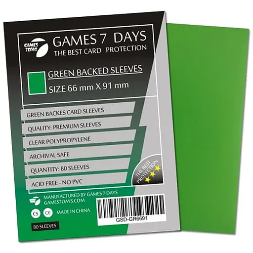 Аксесуар Games 7 Days Протектори для карт Games7Days 66 х 91 мм MTG, 80 шт. Green PREMIUM (GSD-GR6691) - фото 1