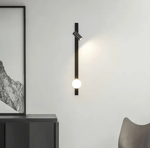 Лінійний стриманний світильник зі спотом Арт. G 5703-800 BK Line F - фото 6