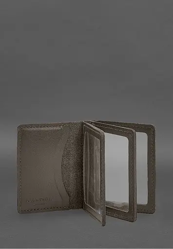 Кожаная обложка для водительского удостоверения, ID и пластиковых карт 2.1 темно-бежевый - фото 3