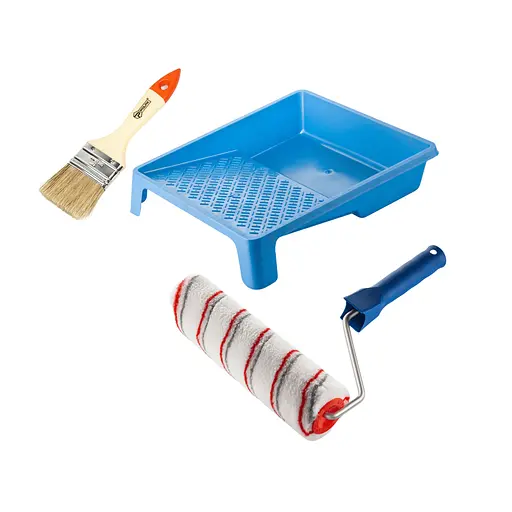 Валик "Мультиколор" 250х48 мм з ручкою, ванночка і пензлик "Стандарт" Polax (770-226) - фото 1