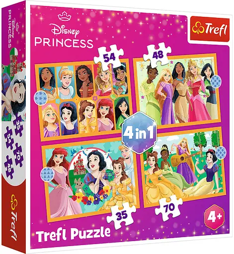 Набір Пазли - (4в1) - "Казкові історії"/Принцеси Дісней/Trefl - фото 1