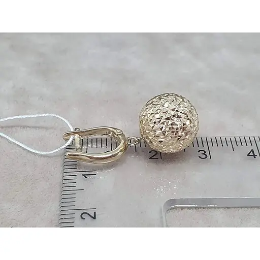 Золоті сережки-підвіски Favoritum Кулі з алмазною гранню. 210137_12_А_Л - фото 5