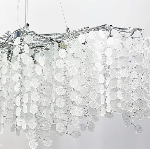 Срібна люстра з білими підвісками у корпусі Ø 100 см | Арт. 701D-1000 CH+FR | Line F - фото 3