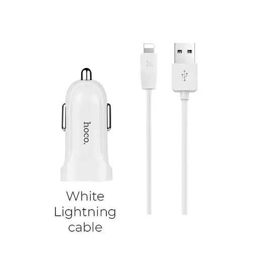 Адаптер автомобильный Hoco Lightning cable 2-port Car charger set Z2A |2USB, 2.4A| - фото 1