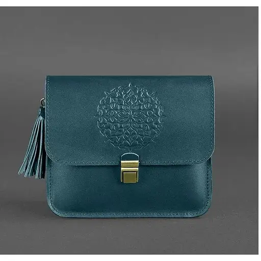 Шкіряна жіноча бохо-сумка Лілу зелена - фото 1