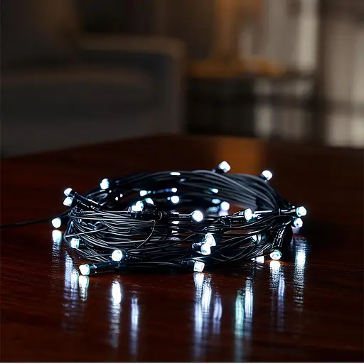 Новорічна гірлянда кімнатна нитка GarlandoPro 22 м 220 LED чорний провід Біле світло W220LED22MBW