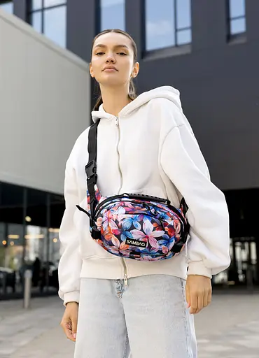 Сумка через плечо женская бананка Sambag Flex Pro принт "Flowers" 30×17×15 см (85451153) - фото 1