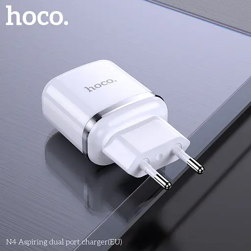 Адаптер питания зарядный HOCO Aspiring dual port charger N4 2 USB-CB сам блок белый - фото 3