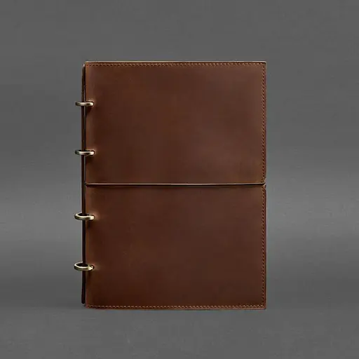 Кожаный блокнот А5 на кольцах (софт-бук) 9.0 в мягкой светло-коричневой обложке. - фото 7