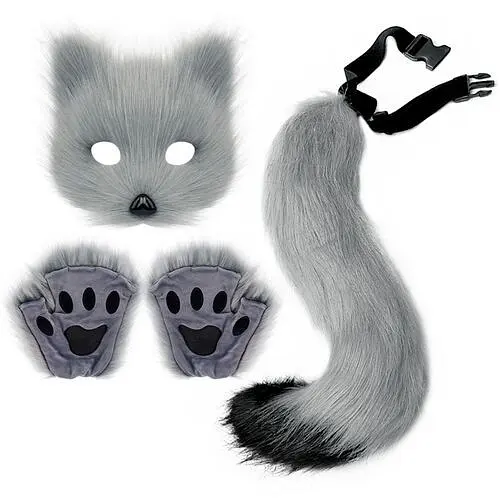 Набор для квадробера Серый, маска 18x16 см, хвост 45 см, лапки 15x15 см