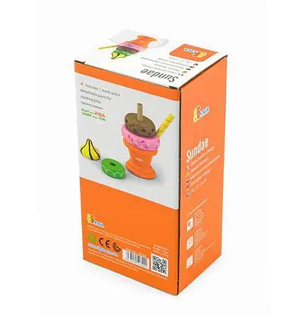 Пирамидка Мороженое Viga Toys 51322 Оранжевая деревянная игрушка - фото 5