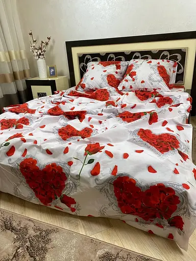 Постельное белье хлопок Роза сердце  Полутораспальное 150 x 220 Бязь Белое 70 х 70