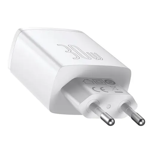Сетевое зарядное устройство для Baseus Compact Quick Charger 2U + C 30W EU Белый - фото 2