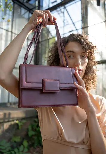 Жіноча шкіряна сумка Kelly бордова - фото 3