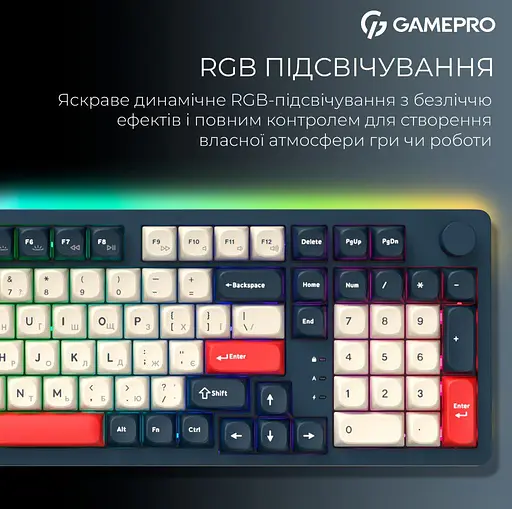 Клавиатура игровая механическая GamePro MK-305-BL Asgard Drakkar Keychron Super Red Switch Bluetooth 5.2/2.4 ГГц/USB Blue - фото 13