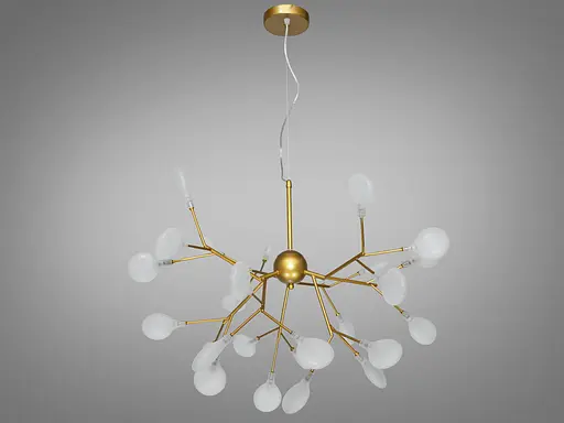 Витончена, дизайнерська люстра Світлячок, 27 ламп, золото сатин - фото 1