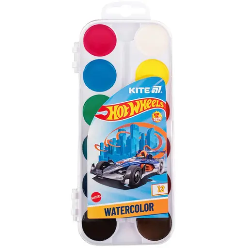 Краски акварельные Kite Hot Wheels 12 цветов (HW25-061)
