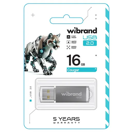 Flash Wibrand USB 2.0 Cougar 16Gb Silver - фото 2