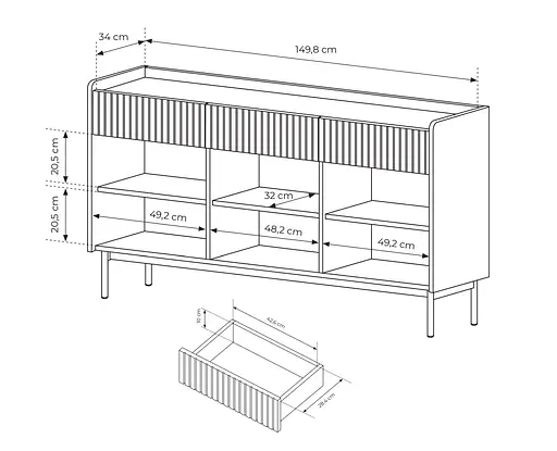 Комод Perfect Home Левел / Level 3-дверний з 3 шухлядами 3D3S/153 Беж/дуб сканді (PFH-091155) - фото 6